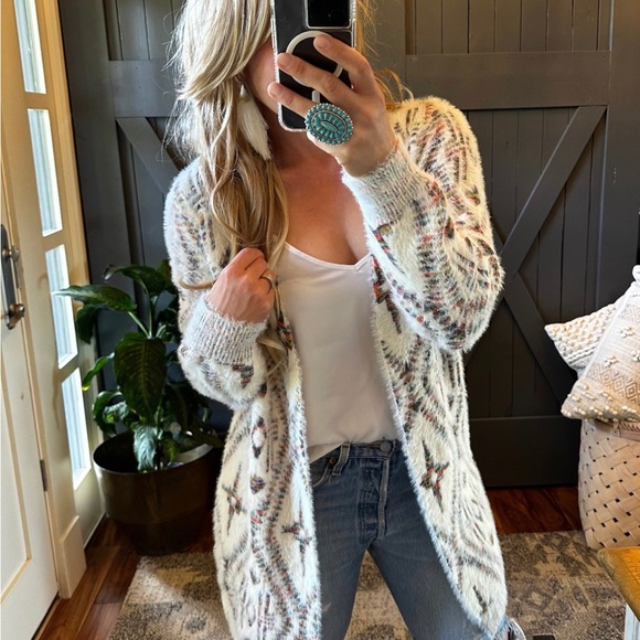 New Cowichan Celtic Soft Cardigan Boho Sweater Western Southwest Modern - Picture 4 of 11